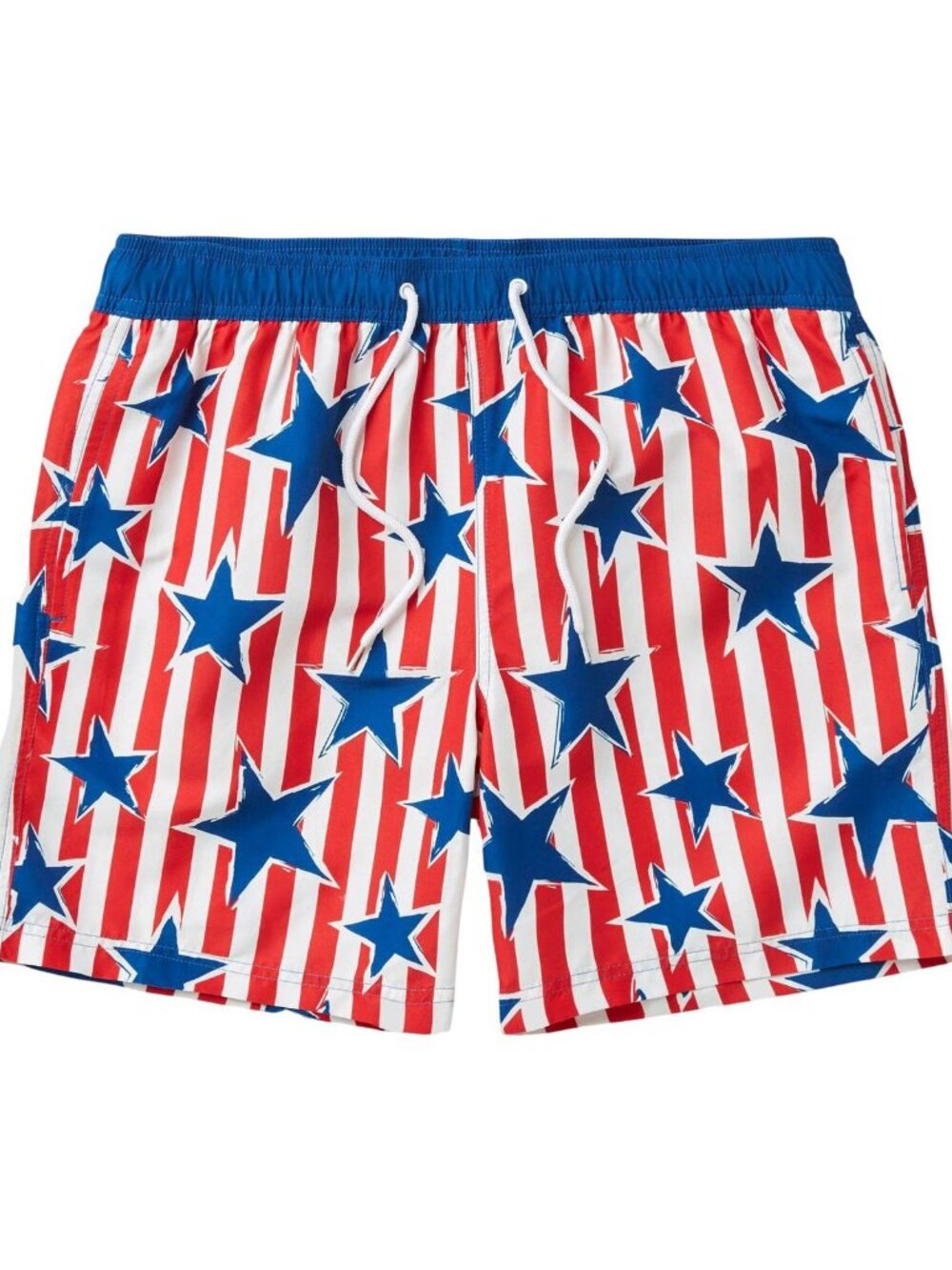NWT Mad Engine Star Print Striped Americana Swim Shorts 89218265 Blue / Red XL
